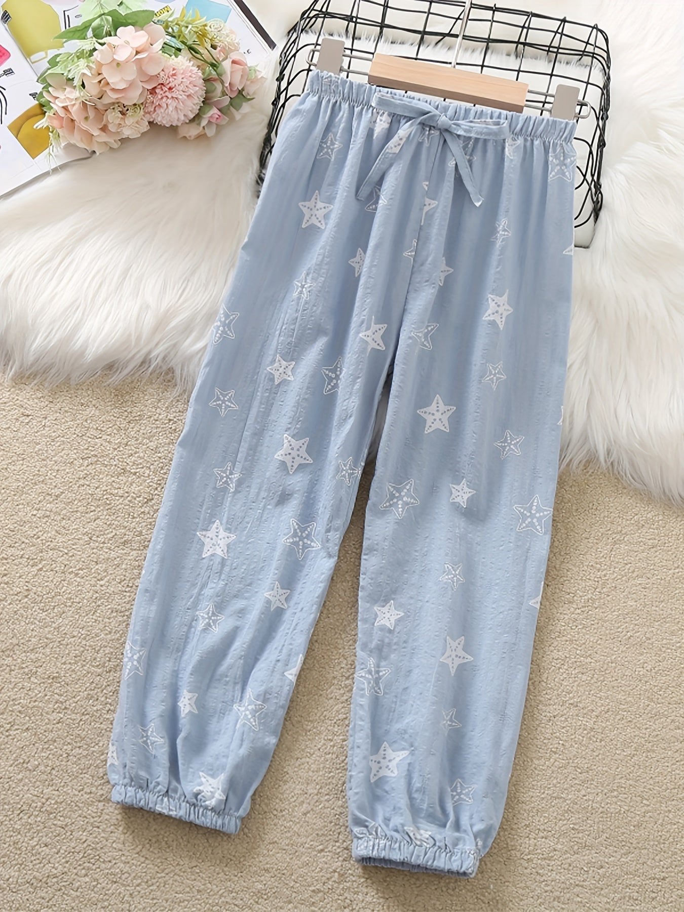 Girls' Stars Graphic Baggy Fit Casual Joggers