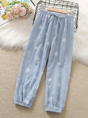 Girls' Stars Graphic Baggy Fit Casual Joggers