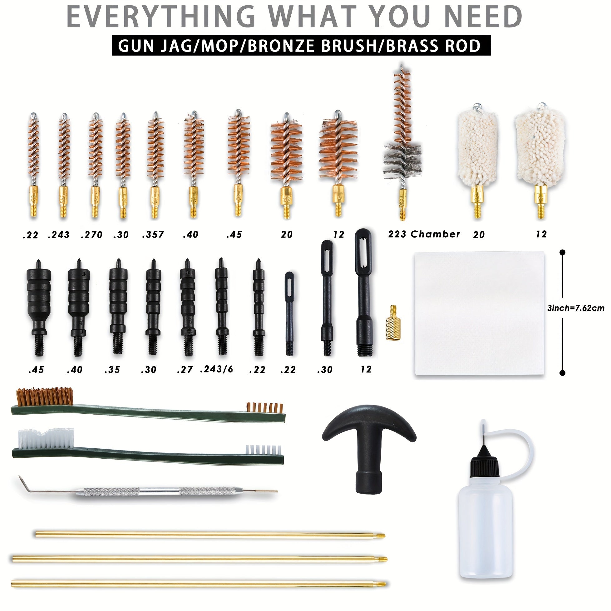 Universal Bore Cleaning Kit with Portable Case for Various Calibers