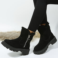 Thickened Snow Boots for Women Slip Resistant Zipper Warm Winter Footwear