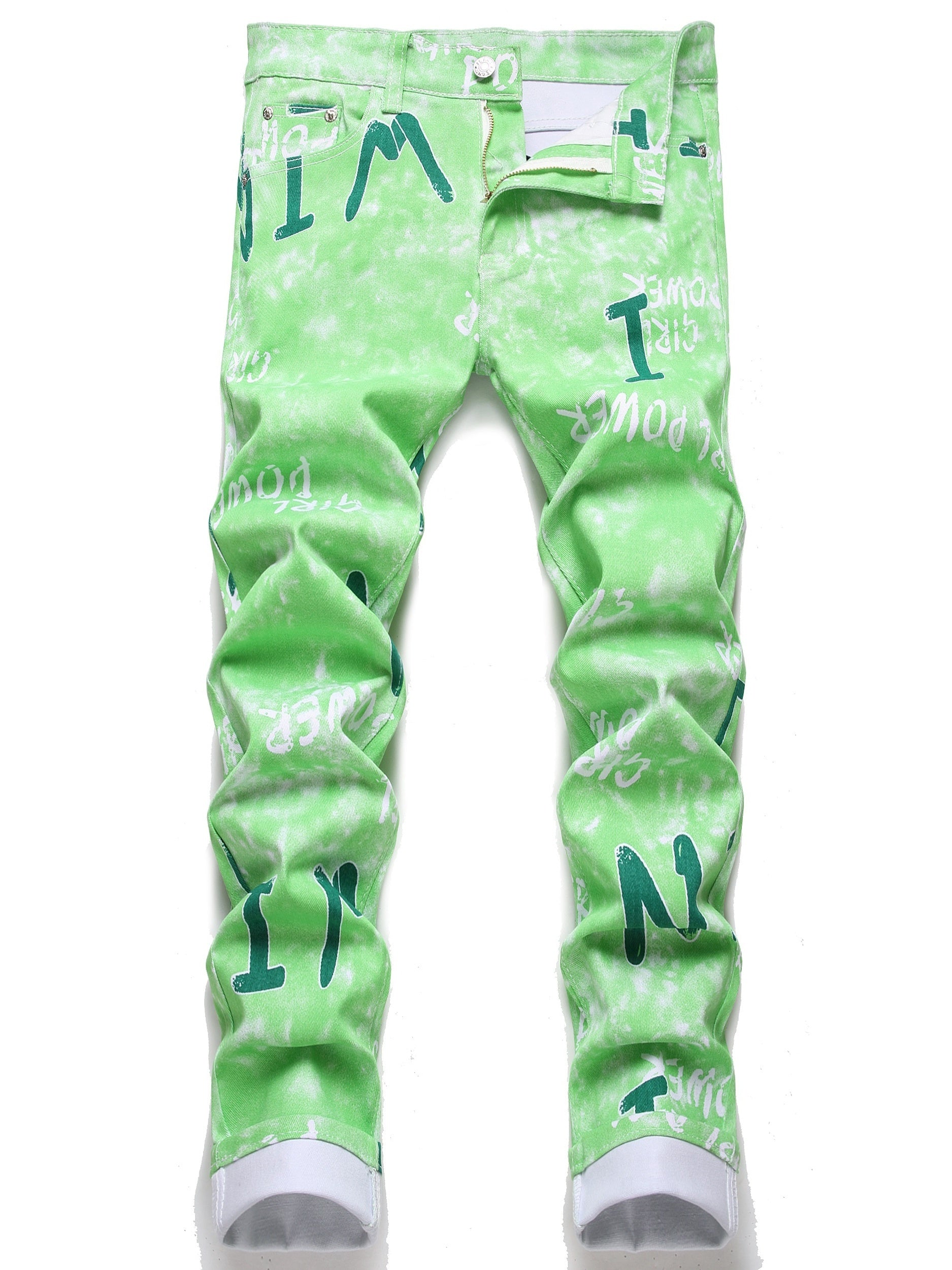 Colorful Graphic Pattern Slim Fit Jeans for Men