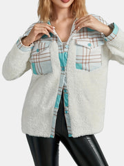 Plaid Print Button Front Jacket Long Sleeve Casual Jacket
