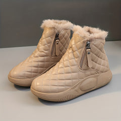 Women's Non Slip Chunky Snow Boots Warm Zipper Comfortable Thick Bottom Shoes