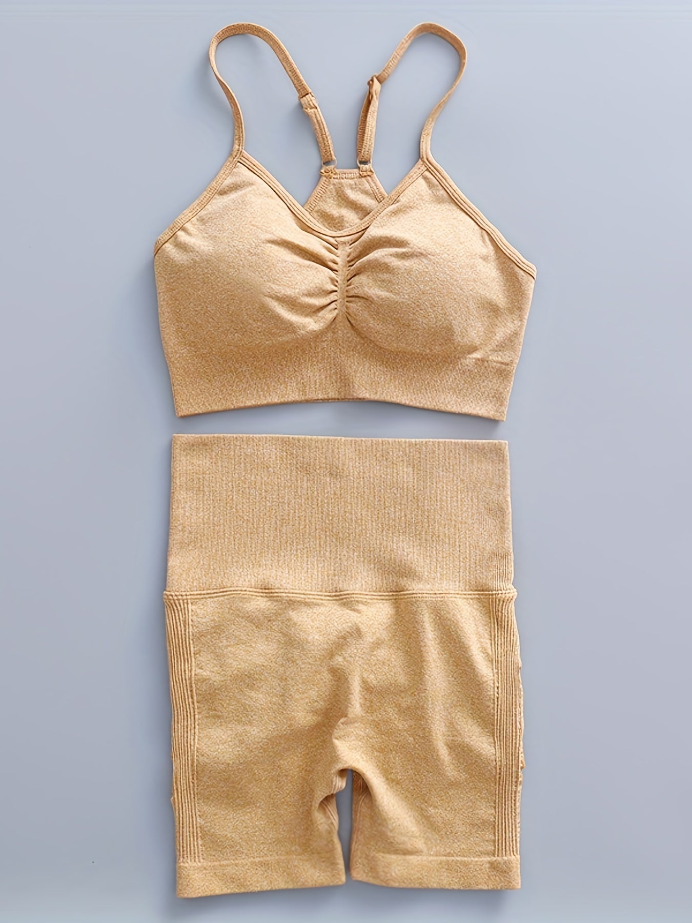 Seamless Yoga Sports Bra & Shorts Set High Stretch Active Wear