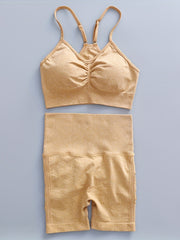 Seamless Yoga Sports Bra & Shorts Set High Stretch Active Wear