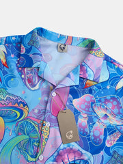 Men's Casual Loose Lapel Button Short Sleeves Shirts