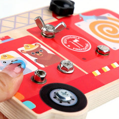 Wooden Bear Fire Truck Toy for Early Education