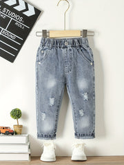 Boys Ripped Denim Jeans Long Pants Preppy Style Kids Clothes