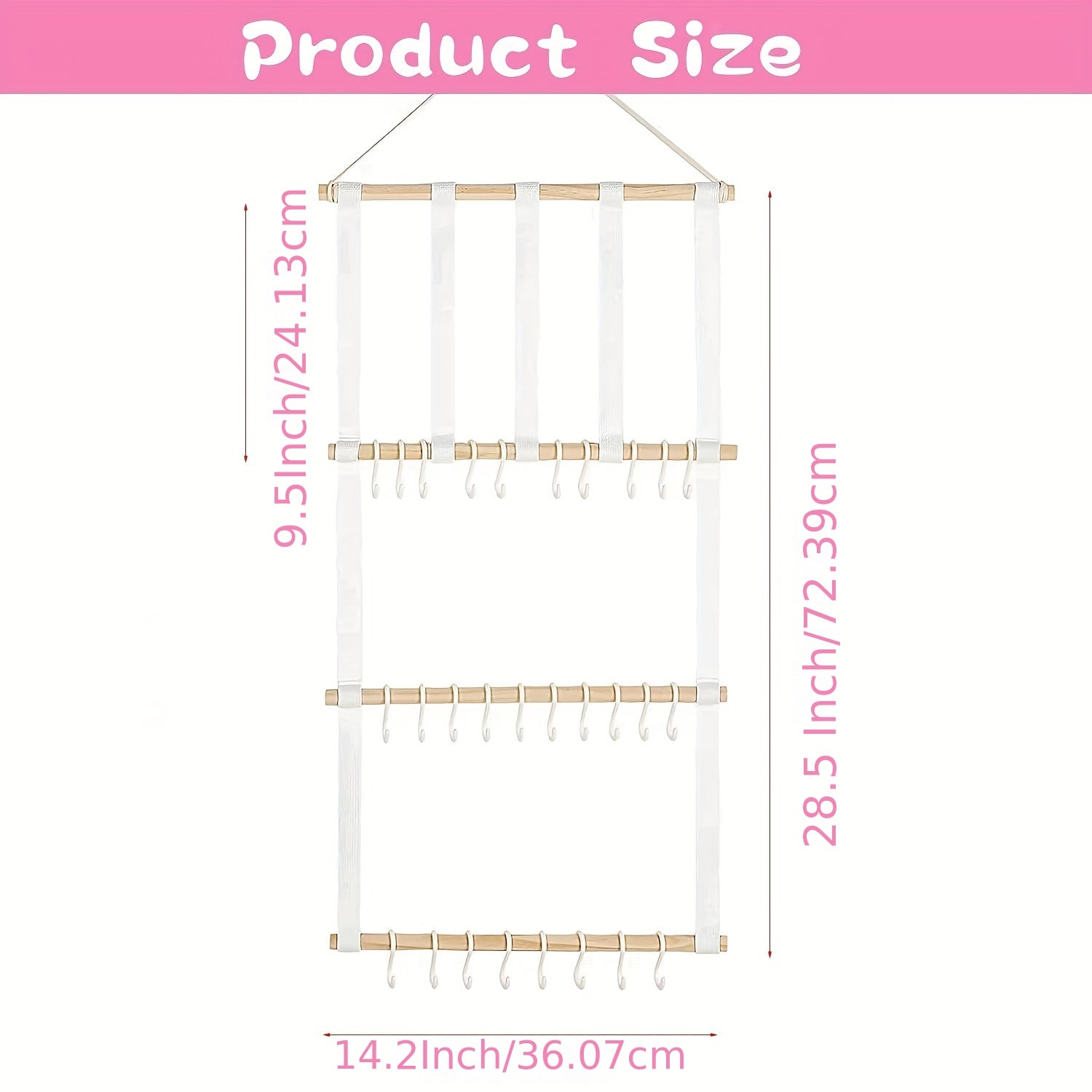 Baby Girl Headband & Hair Clip Holder, Large Capacity Organizer with Hook