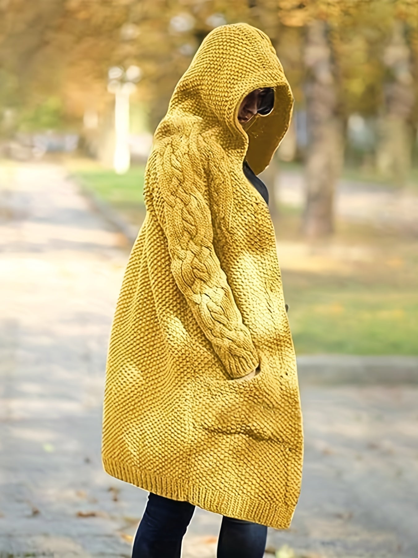 Hooded Cardigan Button Front Long Sleeve Sweater