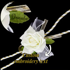 Custom Embroidered Wedding Lasso - Eternal Love Floral Design