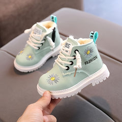 JIAGEYA Flower Embroidered Boots Lightweight Non-slip Warm Plus Fleece Boots