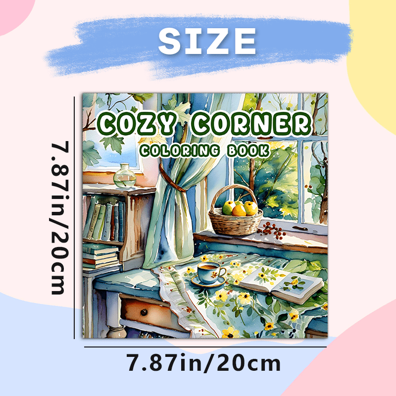 Cozy Corner Adult Coloring Book 1pc 20x20 cm 22 Pages Deluxe Edition