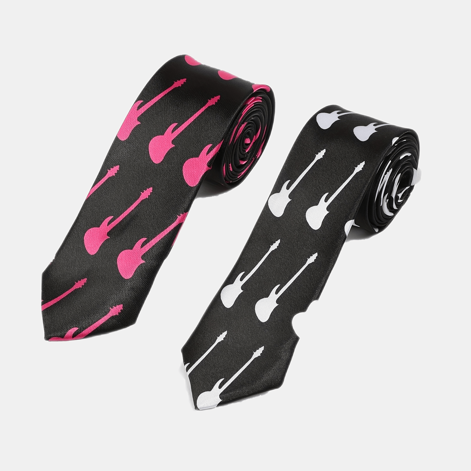 Guitar Print Necktie Solid Casual Tie for Women