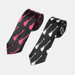 Guitar Print Necktie Solid Casual Tie for Women