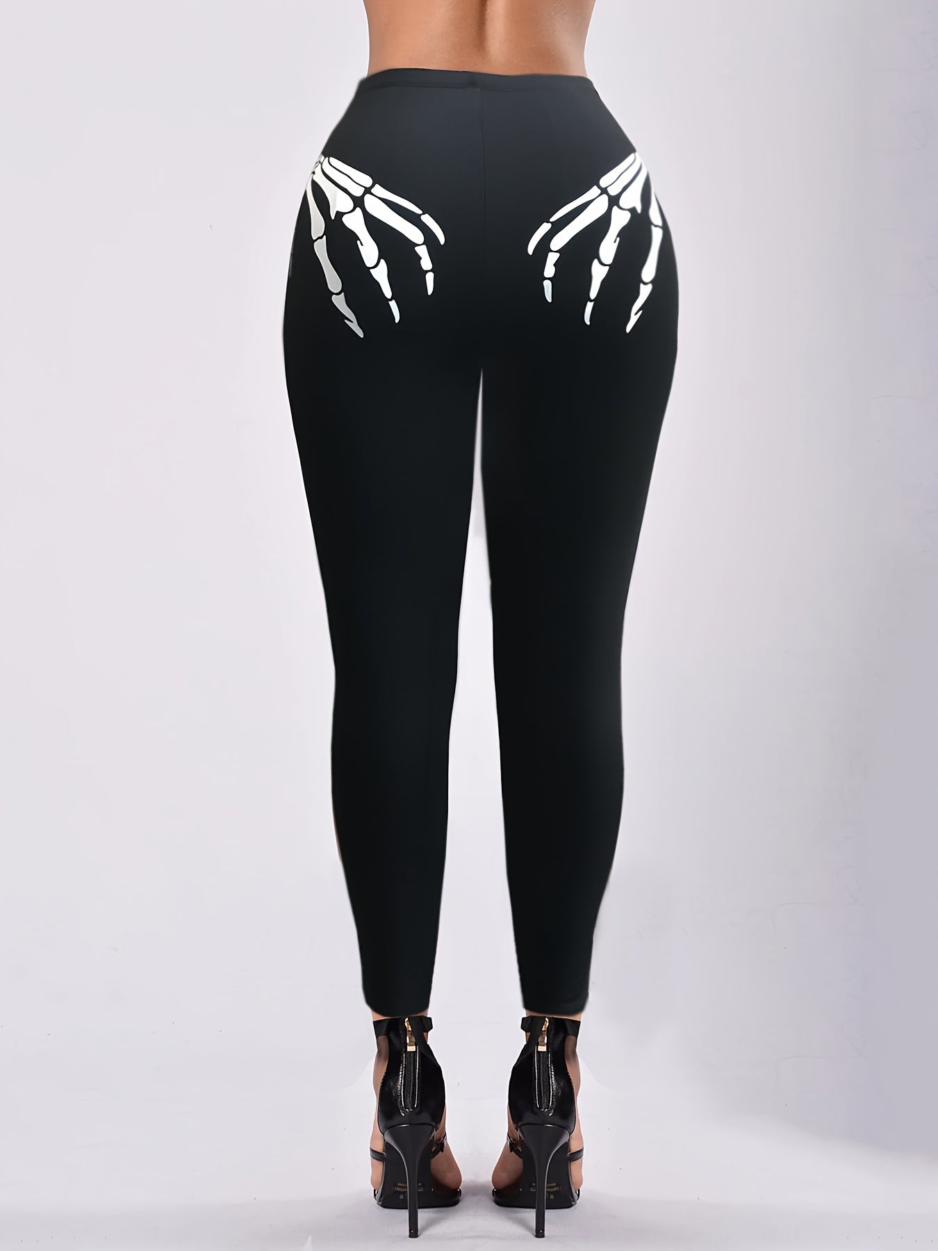 Women's Plus Size Skull Print High Rise Yoga Leggings