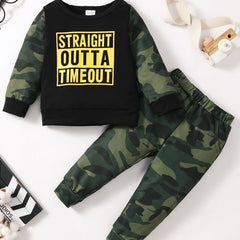 Toddler Baby Boy Camo Outfit Long Sleeve Sweatshirt & Pants Set