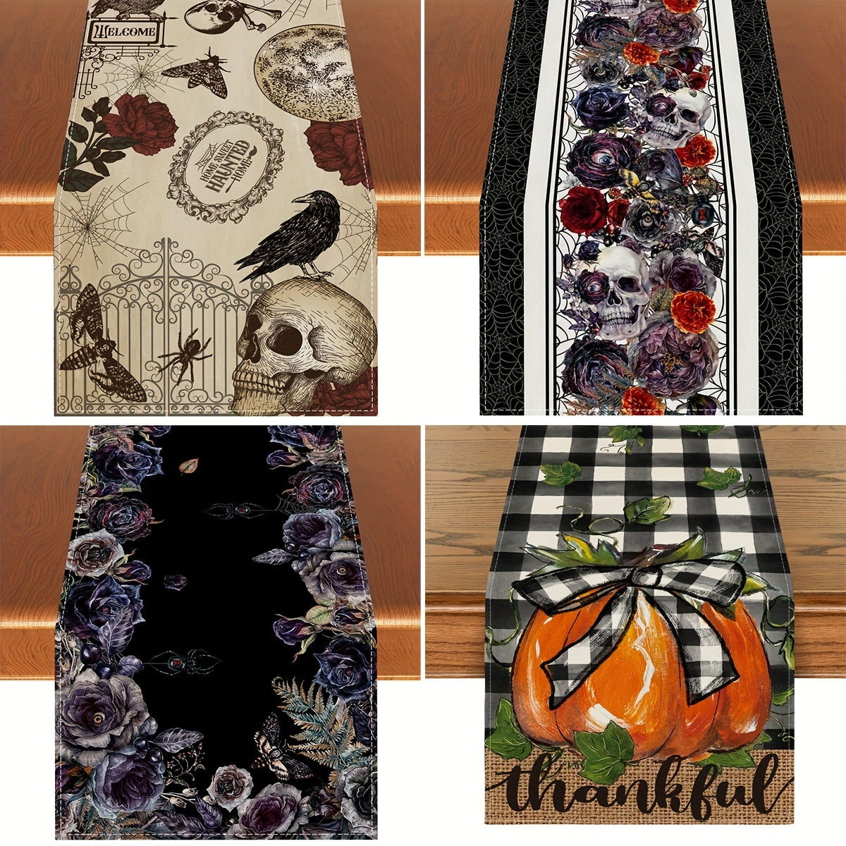 Polyester Table Runner Halloween Gothic Skull Tablecloth