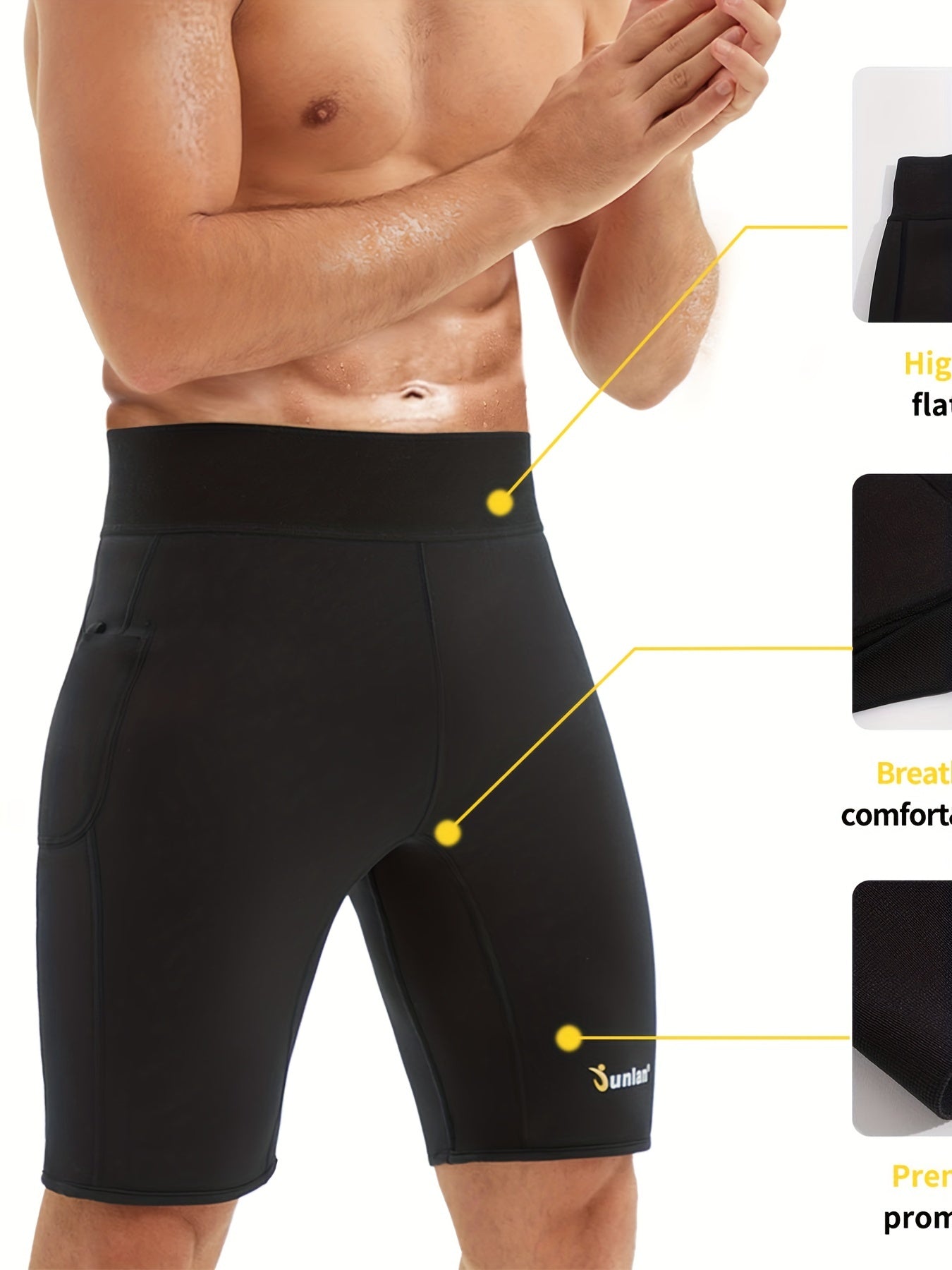 Men's Sauna Sweat Elastic Shorts for Sports Gym & Yoga