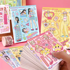 8pcs Dopamine Girl Dressing Stickers Water Cup Waterproof Decorative Stickers