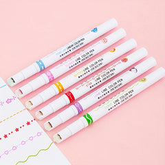Colored Curve Pens Set of 6 Highlighters Fine Lines for Note Taking