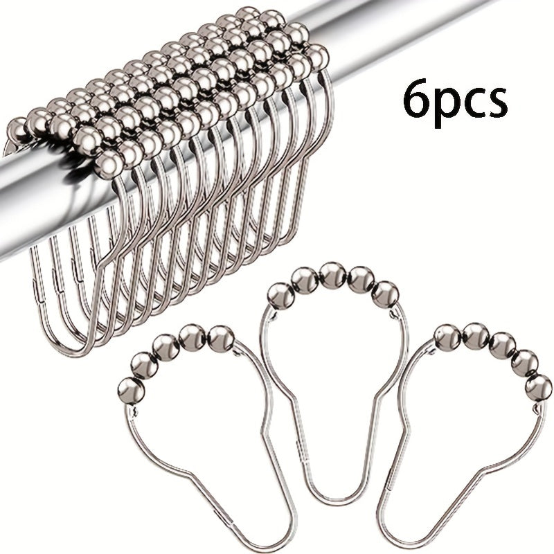 12pcs Stainless Steel Shower Curtain Hook Roller Ball for Bathroom Rod