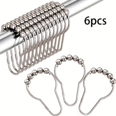 12pcs Stainless Steel Shower Curtain Hook Roller Ball for Bathroom Rod