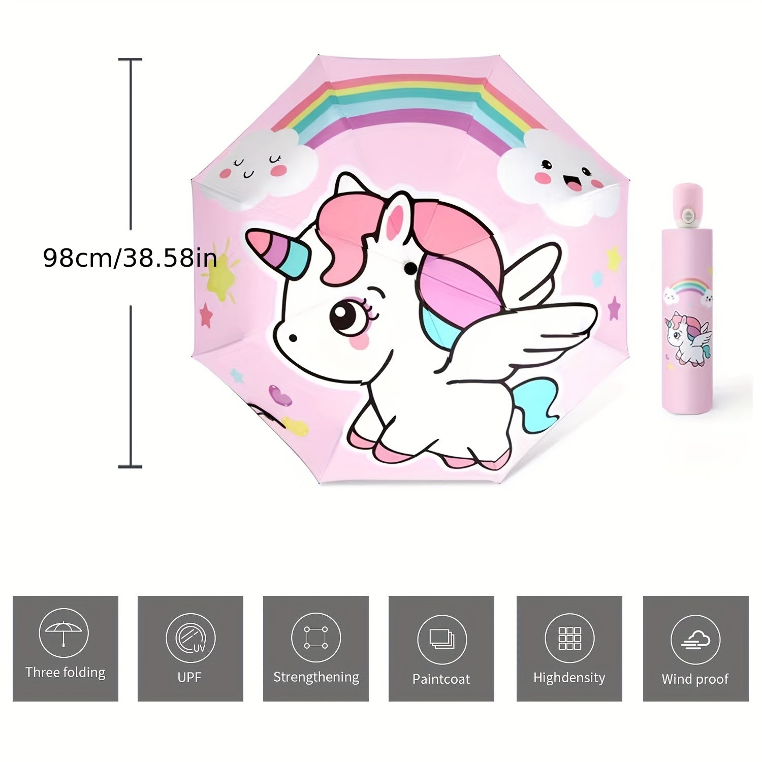 Portable Cartoon Animal Folding Umbrella for Kids, Windproof UV Protection