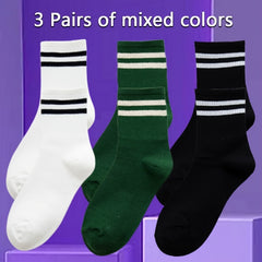 Striped Crew Socks Women's Mid Tube Stockings