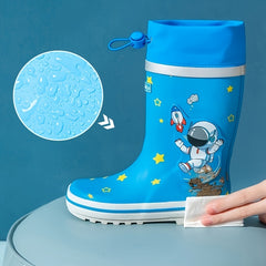 Men's Cartoon Astronauts Pattern Rain Boots Non-slip Waterproof Shoes