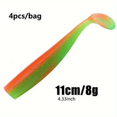 4pcs 8g Dual Soft Fishing Lures T tail For Bass Perch Accessories