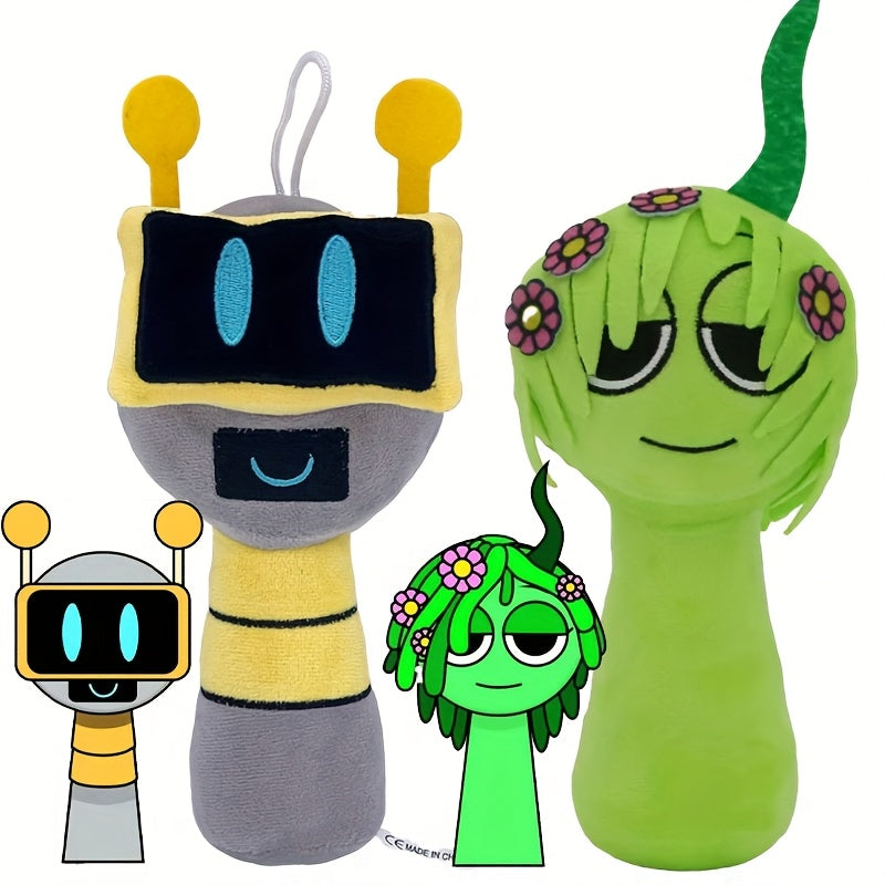 2pcs Sprunki Plush Toys Large Eyes Soft Polyester Mixed Colors