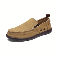 Men's Square Toe Canvas Loafers Slip On Shoes