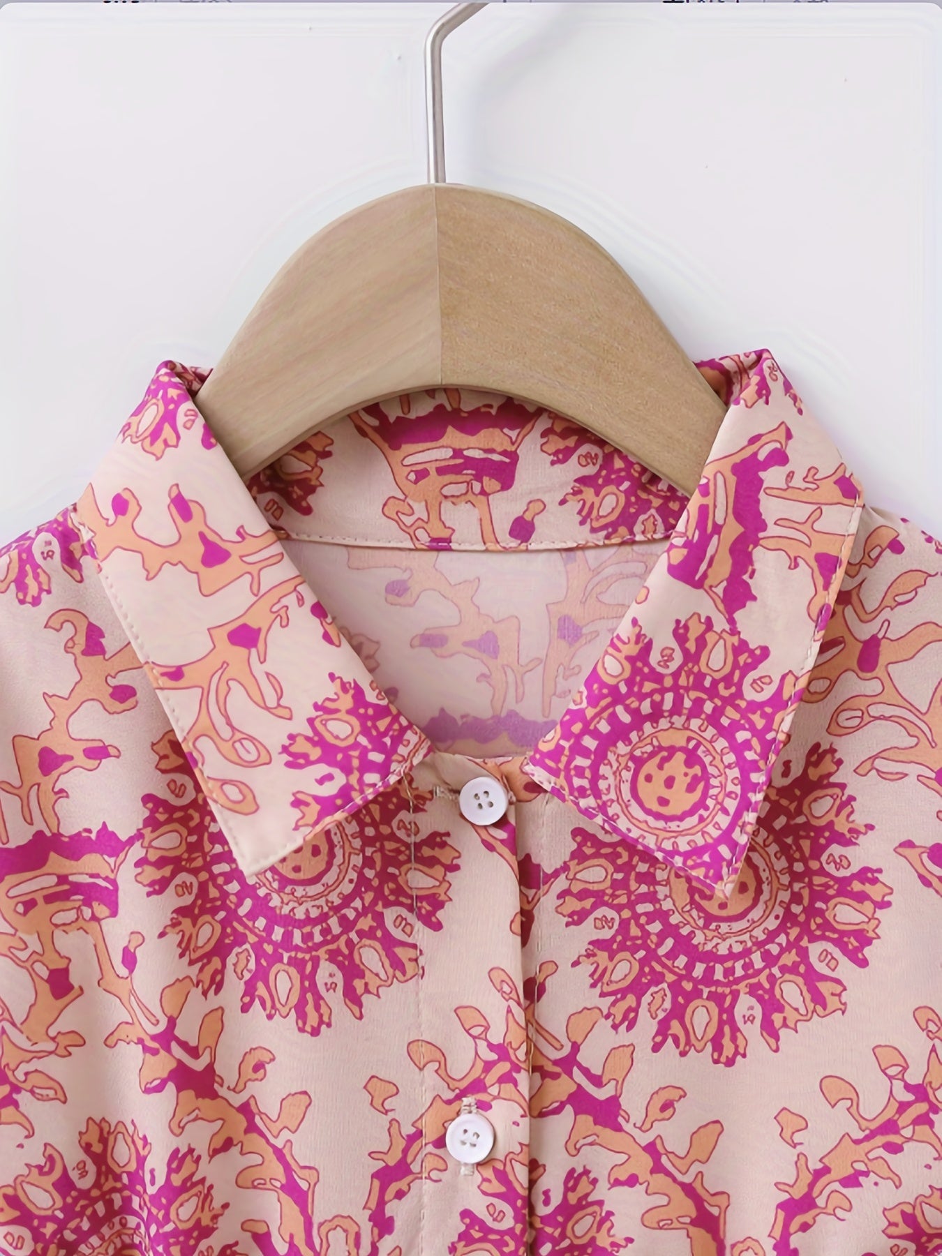 Baby Girls Lapel Vintage Geo Print Mini Shirt Dress