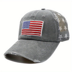 Unisex Adjustable Breathable Mesh Baseball Cap with US Flat Embroidery