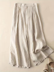 Vintage Solid Wide Leg Pants Elastic Waist