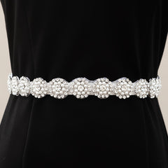 Crystal Rhinestone Bridal Belt with Organza Ribbon