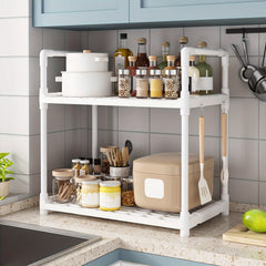 2 Layer Kitchen Storage Rack - Space Saving Countertop Organizer