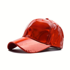 Men's PU Light Laser Baseball Cap Waterproof Peaked Dad's Hat