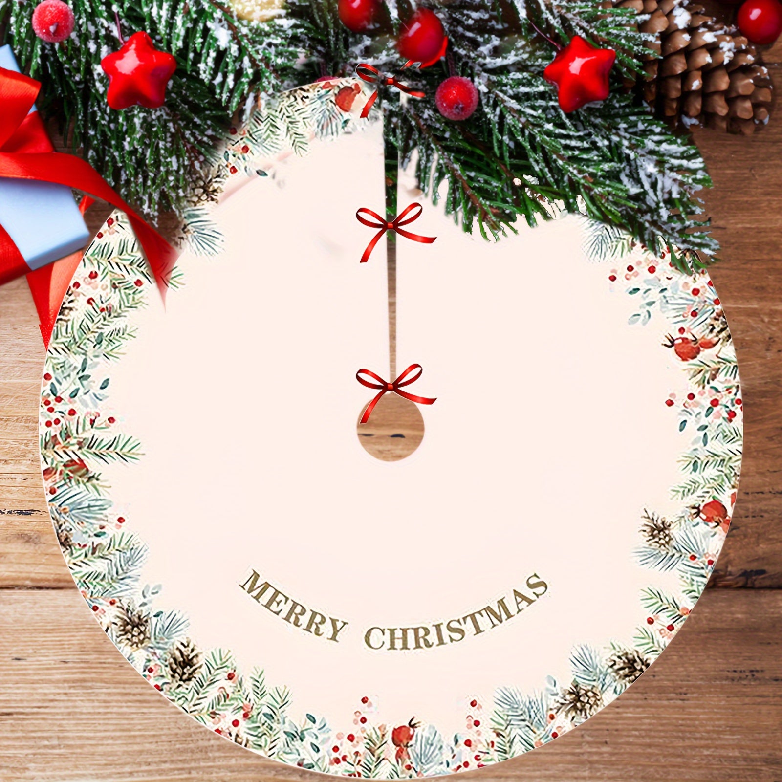 Farmhouse Christmas Tree Skirt Rustic Holiday Decorations