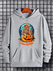 Men's Halloween Bear Graphic Hoodie Slightly Stretch Sweatshirt