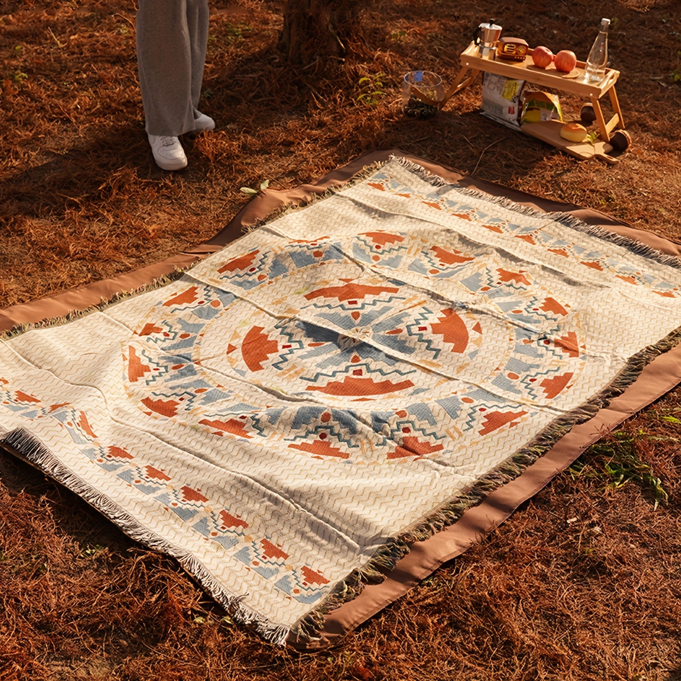 Retro Portable Picnic Mat Moisture-Proof Decor Sofa Blanket
