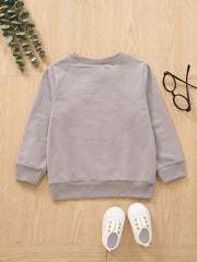 Lion Print Boys Casual Sweatshirt Crew Neck Tops Kids Clothing