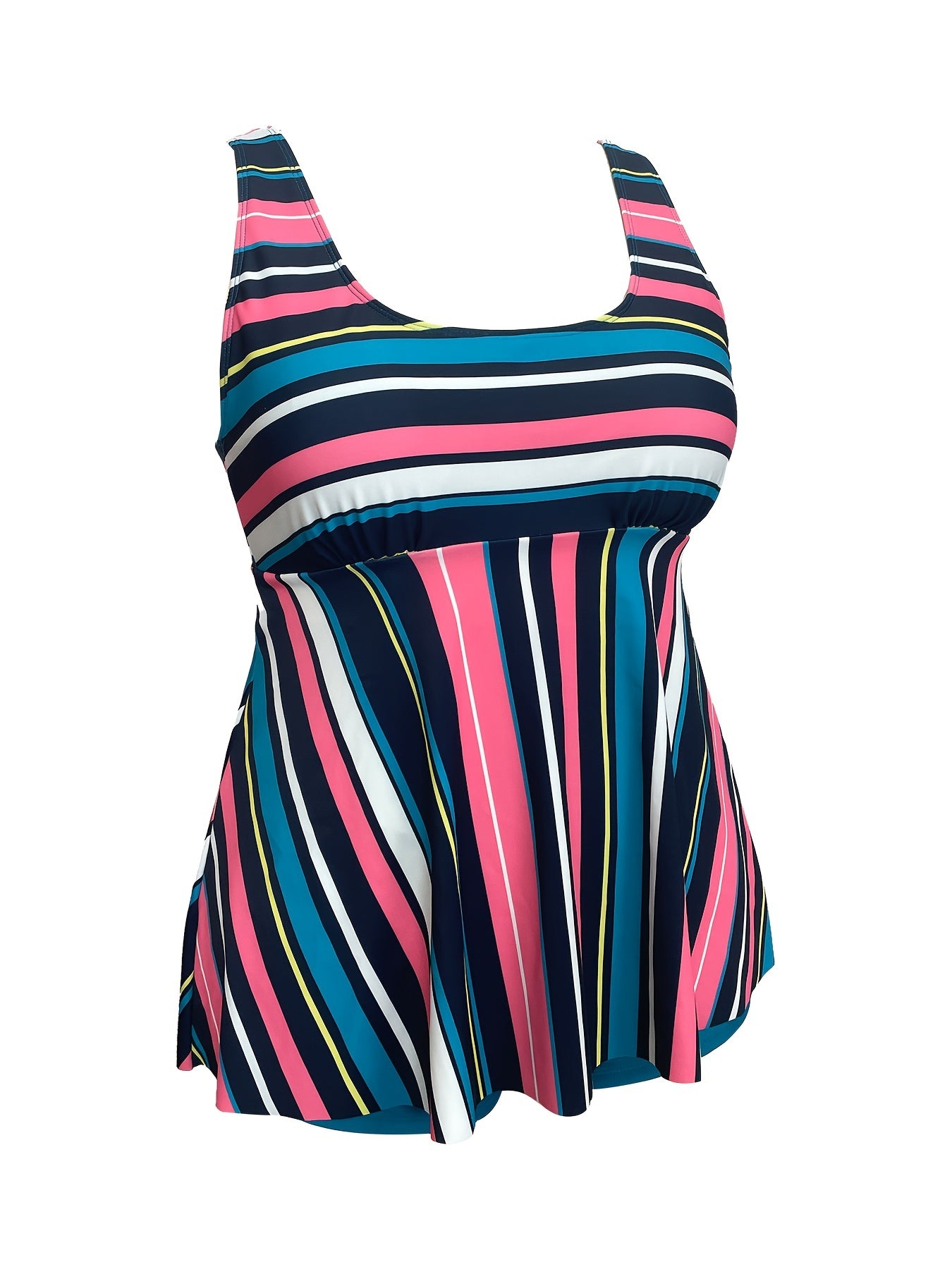 Vacay Tankini Set Stripe Print Peplum Tank & Shorts Swim