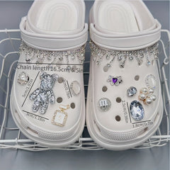 Rhinestone Shoe Decoration Set, Heart Pearl Buckle Flower DIY Charm