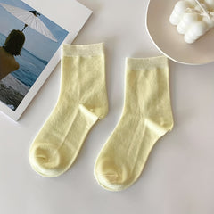 Girls Kids Casual Plain Socks Breathable Comfy Crew Socks