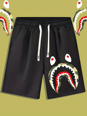 Men's Money Pattern Comfy Shorts with Elastic Waist