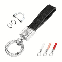 Men's Rhinestone Car Keychain Holder 360° Rotatable Swivel D Ring