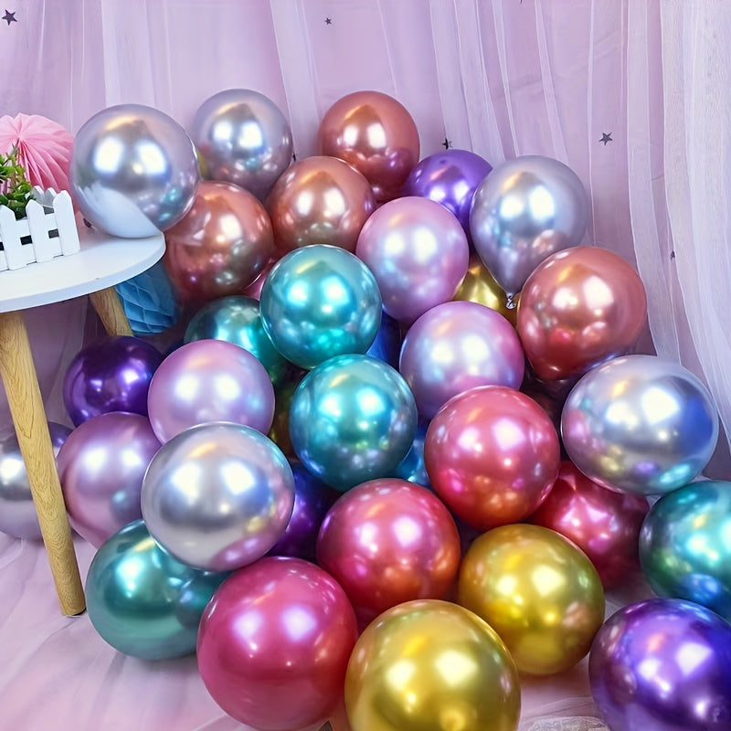 100pcs 5inch 12 Golden Metal Balloons Party Decoration Halloween Christmas