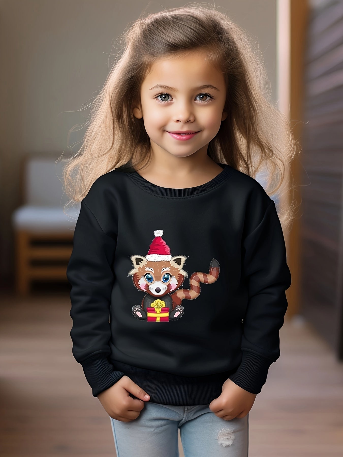Toddler Kids Cartoon Christmas Animal Print Sweatshirt Top